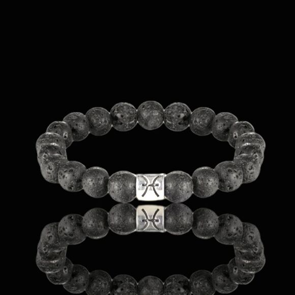 7.25inch Black Lava Pisces Bracelet - Picture 1 of 2